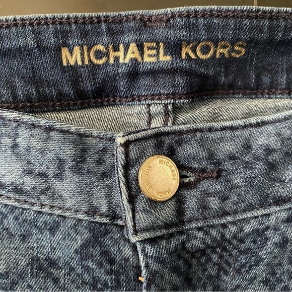 Michael Kors snake print denim jeans raw hem - Picture 6 of 11
